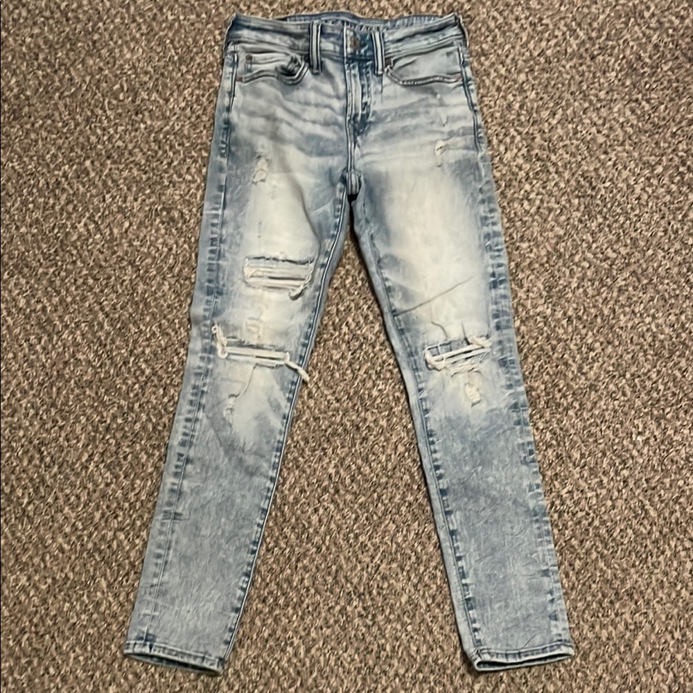 American Eagle Airflex+ Distressed Light Wash Jeans